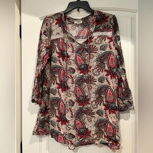 Umgee Paisley Print Babydoll Top size small